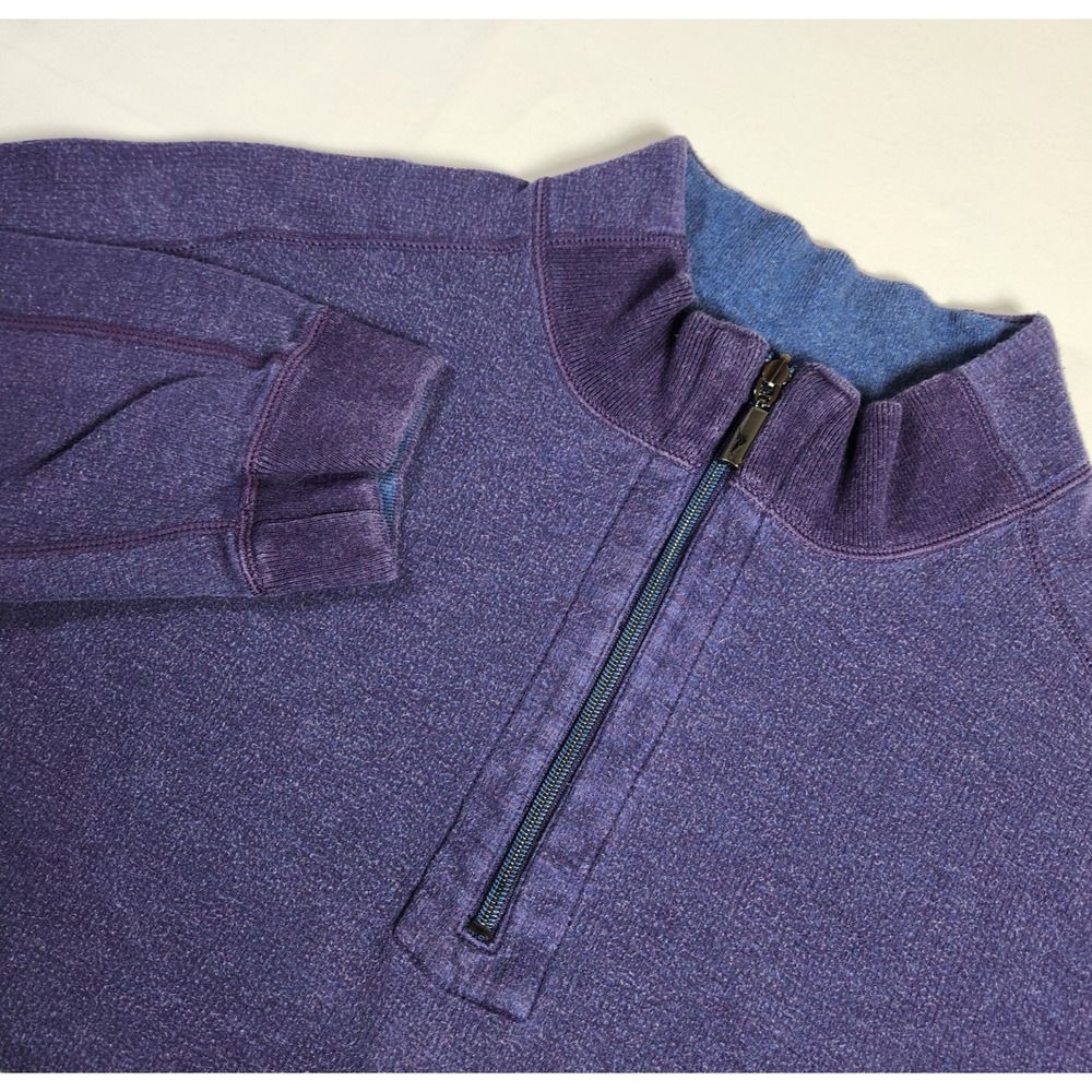 men's TOMMY BAHAMA 1/4‎ zip pullover REVERSIBLE mock neck Purple/Blue size XL